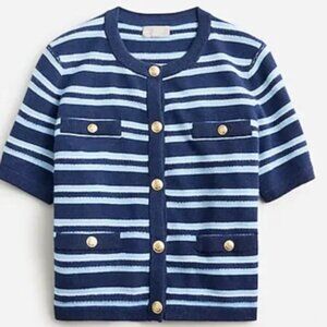 Jcrew Cashmere Short-Sleeved Cardigan in Stripes XS